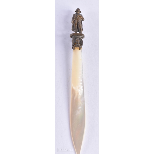 1937 - Antique Mother Of Pearl Letter Opener with Napoleon Finnial and a  Stanhope featuring images of Napo... 