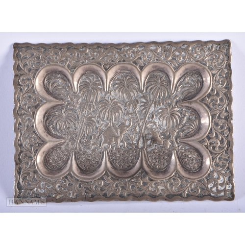 1969 - .800 silver middle eastern jungle trinket dish / tray. 92.5 grams. 17.5 cm x 12.5 cm.