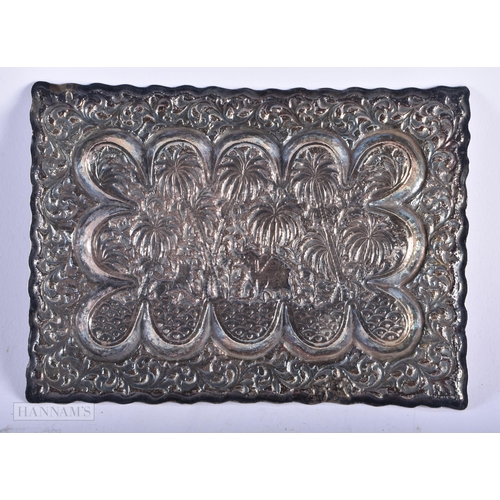 1969 - .800 silver middle eastern jungle trinket dish / tray. 92.5 grams. 17.5 cm x 12.5 cm.