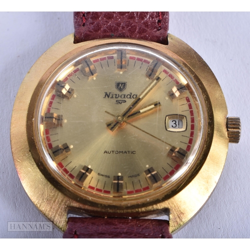 1983 - Mens Vintage Nivada SP Gold Tone Watch Hand-Wind Working. 4 cm wide.