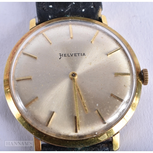 1994 - Mens Vintage Helvetia Gold Tone Dress Style Watch Hand-Wind Working. 3.5 cm wide inc crown.