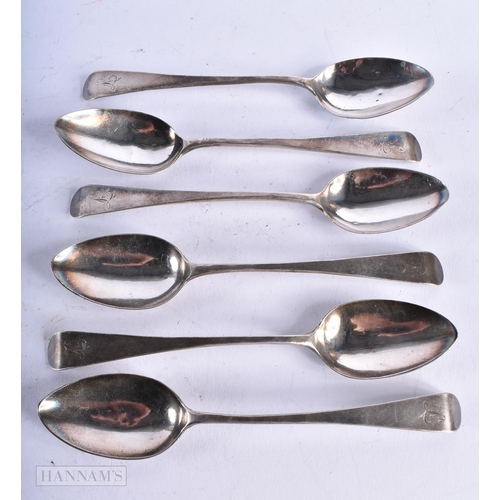 1999 - SIX GEORGE III SILVER SPOONS. 82 grams. 13.25 cm long. (6)