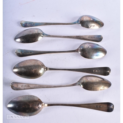 1999 - SIX GEORGE III SILVER SPOONS. 82 grams. 13.25 cm long. (6)