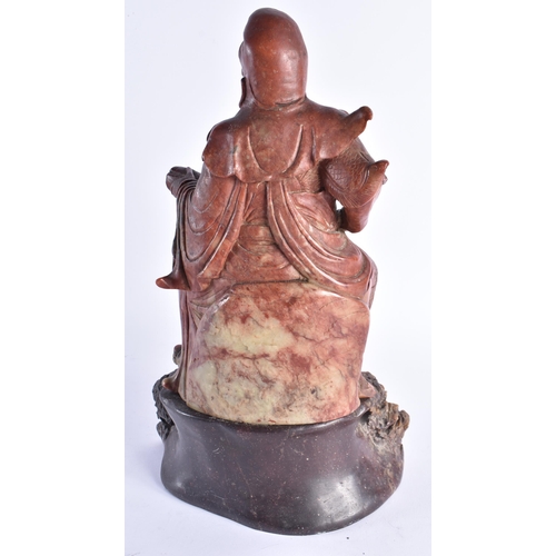 2060 - A LARGE 19TH CENTURY CHINESE CARVED SOAPSTONE FIGURE OF AN IMMORTAL Qing. 36 cm x 15 cm.