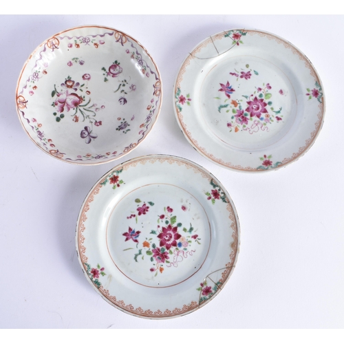 2063 - TWO 18TH CENTURY CHINESE EXPORT FAMILLE ROSE PLATES Qianlong, together with a similar dish. Largest ... 