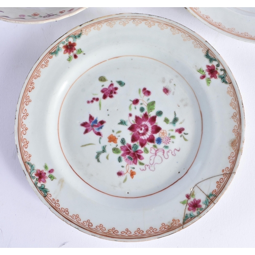 2063 - TWO 18TH CENTURY CHINESE EXPORT FAMILLE ROSE PLATES Qianlong, together with a similar dish. Largest ... 