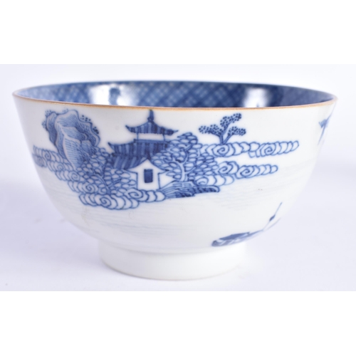 2070 - AN 18TH CENTURY CHINESE EXPORT BOWL Qianlong, together with a plate & another. Largest 15 cm diamete... 