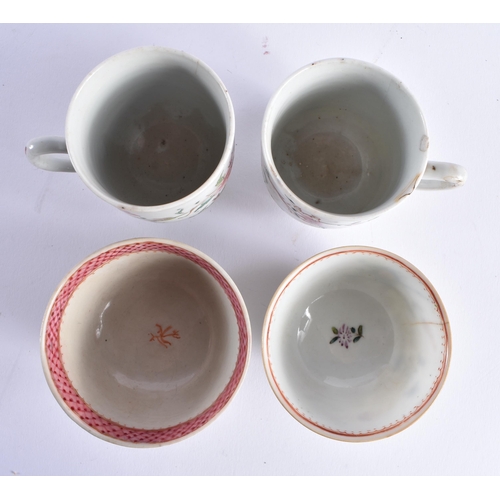 2071 - TWO 18TH CENTURY CHINESE EXPORT FAMILLE ROSE TEABOWLS Qianlong, together with two similar cups. (4)