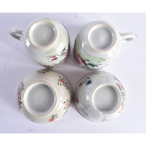 2071 - TWO 18TH CENTURY CHINESE EXPORT FAMILLE ROSE TEABOWLS Qianlong, together with two similar cups. (4)