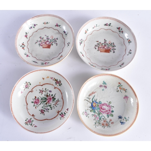 2072 - FOUR 18TH CENTURY CHINESE EXPORT PORCELAIN SAUCERS Qianlong, together with a similar teabowl. (5)