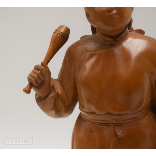 2863 - A RARE EARLY 20TH CENTURY CHINESE CARVED BOXWOOD CULTURAL REVOLUTION FIGURE. 19 cm high