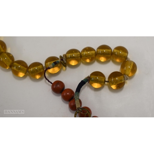 2864 - A 19TH CENTURY CHINESE JADE AND GLASS COURT NECKLACE Qing. 50 cm