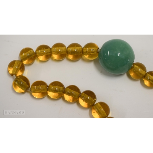 2864 - A 19TH CENTURY CHINESE JADE AND GLASS COURT NECKLACE Qing. 50 cm