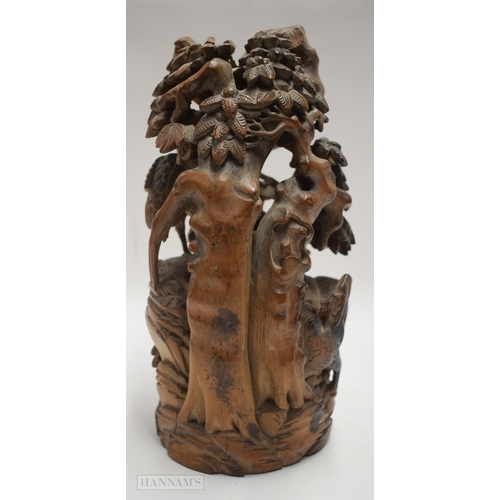 2866 - AN UNUSUAL 19TH CENTURY CHINESE CARVED BAMBOO MOUNTAIN Qing. 24 cm high