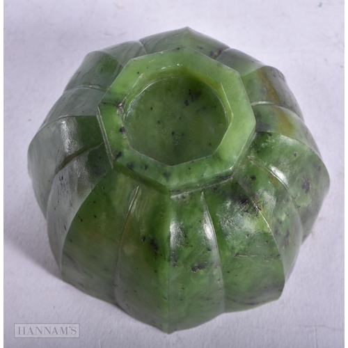 2873 - An 18th Century Chinese Spinach Jade Bowl Qianlong mark and period. 7.5 cm diameter, 5cm high, weigh... 