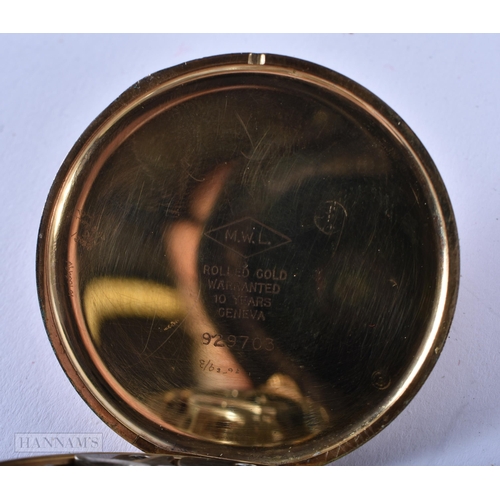 2885 - Vintage Rolled Gold Open Face Pocket Watch.  Movement - Hand-Wind.  WORKING  Running.  Dimensions -... 