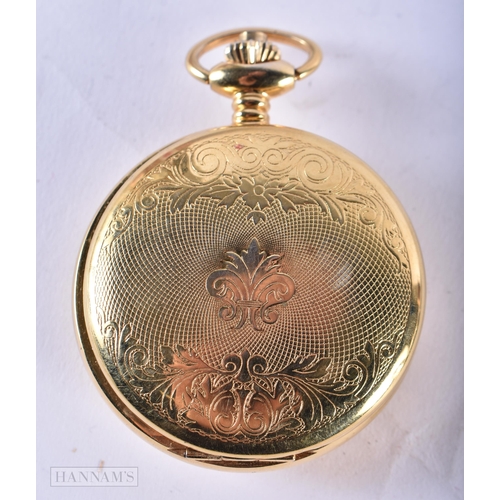 2887 - Woodford Half Hunter Skeleton Pocket Watch Movement - Hand-Wind WORKING  Running.  Dimensions - 58m... 