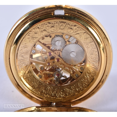 2887 - Woodford Half Hunter Skeleton Pocket Watch Movement - Hand-Wind WORKING  Running.  Dimensions - 58m... 