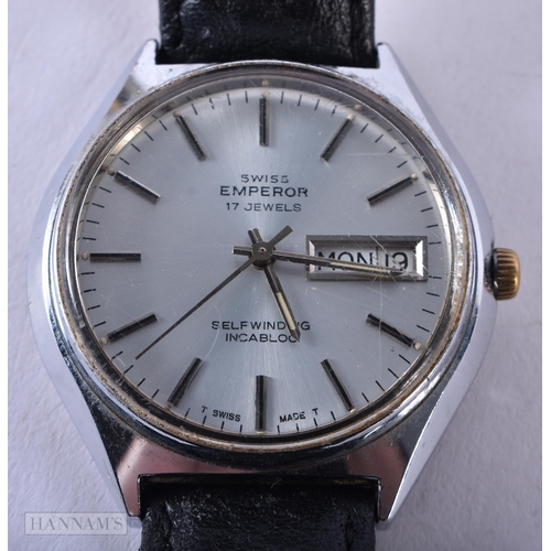 2890 - Mens Vintage Swiss Emperor Silver Dial Watch Movement - Automatic WORKING  Running.  Case Diameter ... 