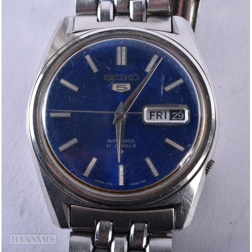 2894 - Mens Vintage Seiko 5 Blue Dial Watch Movement - Automatic WORKING - Running Case Diameter (Inc Crown... 