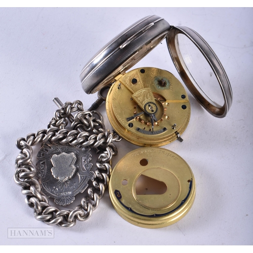 2896 - Vintage Silver Pocket Watch Hallmarked Birmingham 1906 with a Silver Watch Chain and Fob.  Dial 5.5c... 