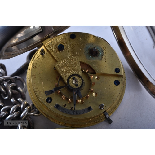 2896 - Vintage Silver Pocket Watch Hallmarked Birmingham 1906 with a Silver Watch Chain and Fob.  Dial 5.5c... 