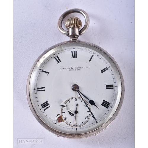 2899 - Vintage Silver Open Face Pocket Watch by Depree & Young of Exeter.  Hallmarked London 1908.  Movemen... 