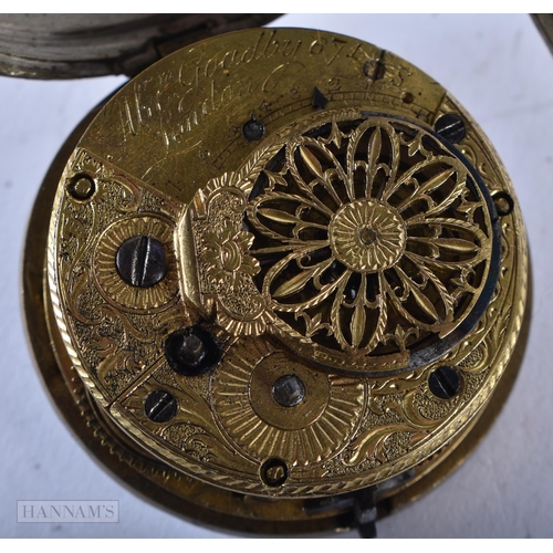 2901 - Antique Silver Cased Verge Fusee Pocket Watch.  Stamped Sterling.  Movement - Key-Wind.  Not working... 