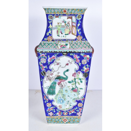 3049 - A Chinese Porcelain polychrome vase decorated with figures and phoenix 43cm,