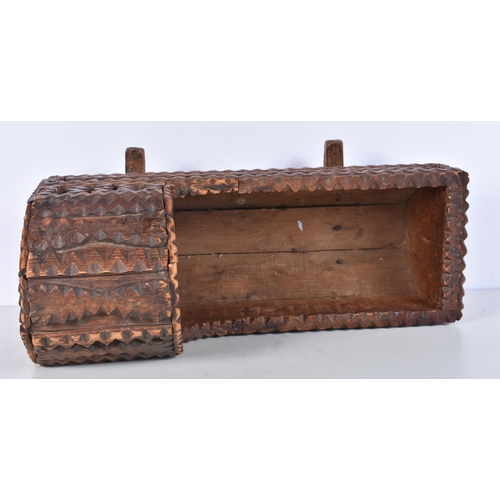 3053 - An antique wooden Tramp Art Crib 31 x 43cm