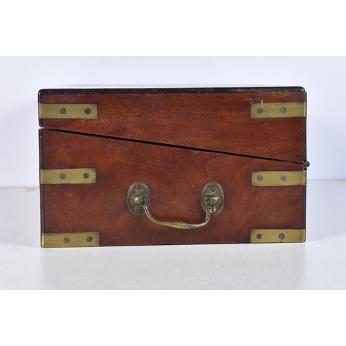 3064 - A 19th Century Campaign writing slope together with an antique wooden Tea caddy