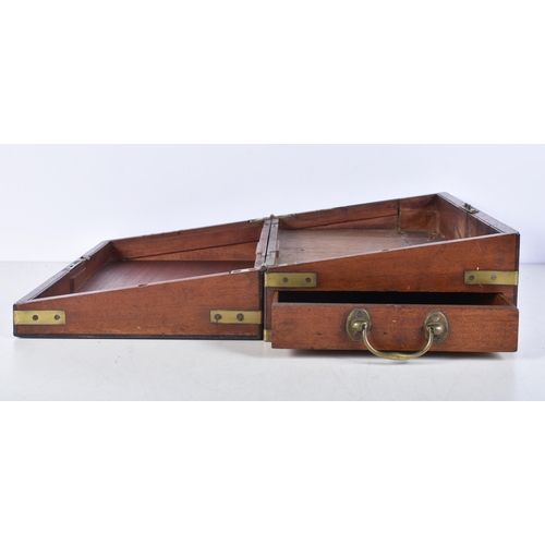 3064 - A 19th Century Campaign writing slope together with an antique wooden Tea caddy