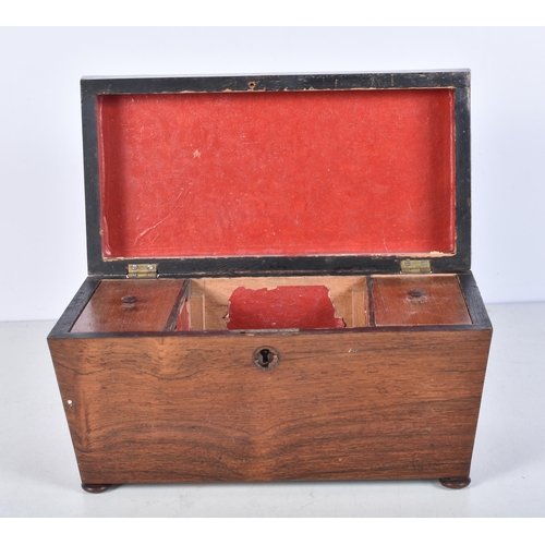 3064 - A 19th Century Campaign writing slope together with an antique wooden Tea caddy