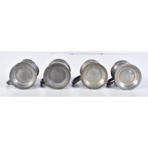 3065 - A collection of antique Pewter measures 4cm (4)