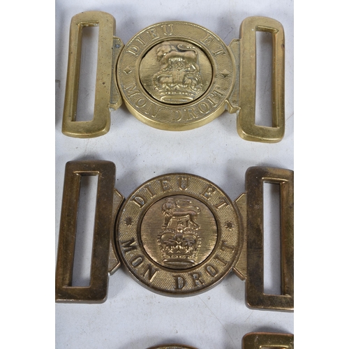 3068 - A collection of Military brass belt buckles 9 x 6cm (10)