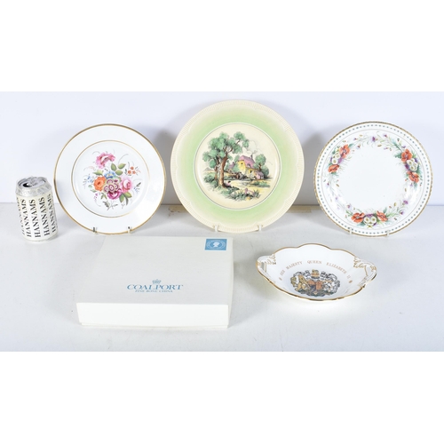 3073 - A late 18th Century European Cabinet plate together with a Clarice cliff plate and a smaller Minton ... 