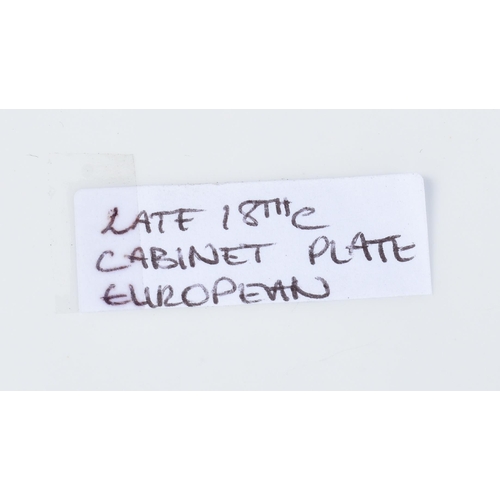 3073 - A late 18th Century European Cabinet plate together with a Clarice cliff plate and a smaller Minton ... 