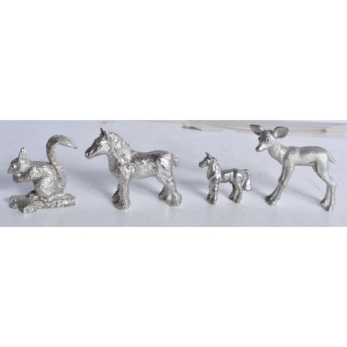 3081 - A miscellaneous collection of silver plated items, antique hat pins, metal animals etc 24cm (Qty).