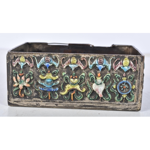 3083 - A vintage cold painted money box together with a small brass font, metal figure of a girl etc 15cm