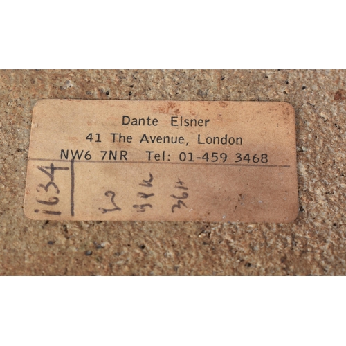 3090 - Dante Elsner (Polish 1920-1997) A Japanese inspired studio pottery tray label Verso 28 x 28 cm.