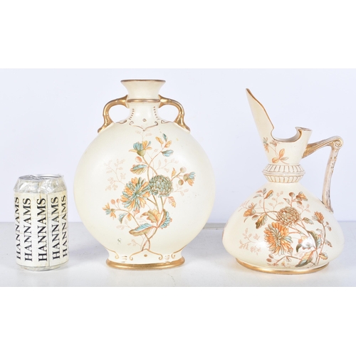 3097 - A Royal Windsor Porcelain Ewer together with a twin handled vase 23cm (2).