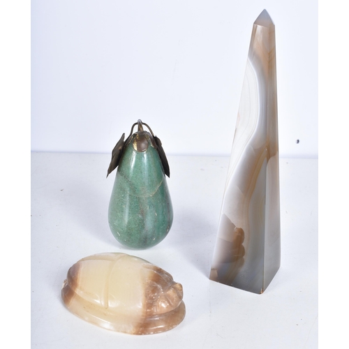 3104 - Polished agate obelisk together with a collection of polished hard stones and crystals 18cm (13).