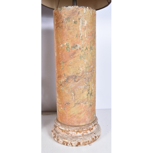 3240 - Two vintage plaster on wood lamp bases decorated with a marbleised finish (2)