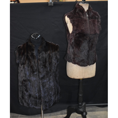 3243 - Two ladies sleeveless Fur jackets (size 10 -12) (2).