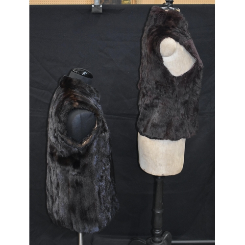 3243 - Two ladies sleeveless Fur jackets (size 10 -12) (2).