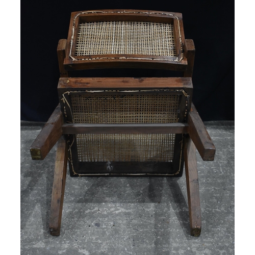 3374 - A Pierre Jeanneret style Walnut and rattan chair 78 x 51cm