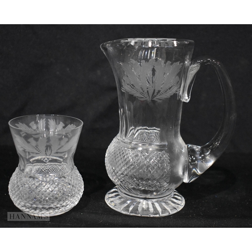 3642 - An Edinburgh crystal glass jug with matching Whisky glasses 15.5cm (9).