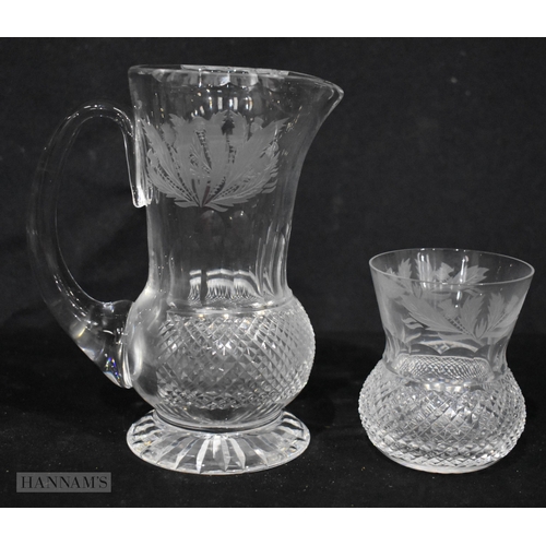 3642 - An Edinburgh crystal glass jug with matching Whisky glasses 15.5cm (9).