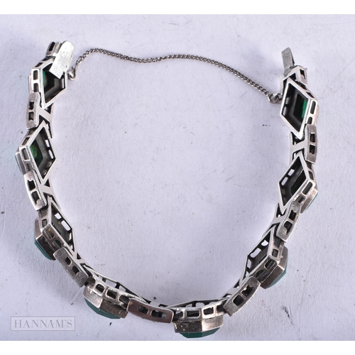 3920 - An Art Deco Style Silver Bracelet. Stamped 925. Internal Diameter 5.3cm, weight 25.8g