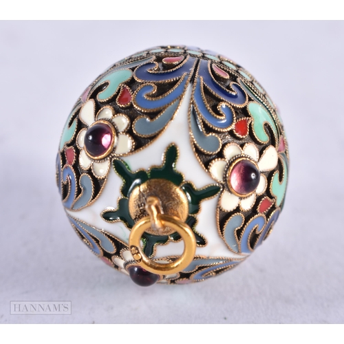 3921 - A Continental Silver and Enamel Egg Pendant. Stamped 84, 3.7cm x 2.6cm, weight 13.5g